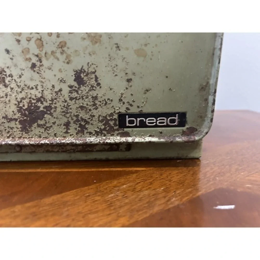 Vintage Green Large Bread box Pie Safe Metal Tin Retro Farmhouse Country Cottage